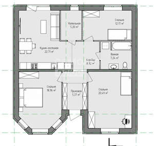 Дом 120м², 1-этажный, участок 8 сот.