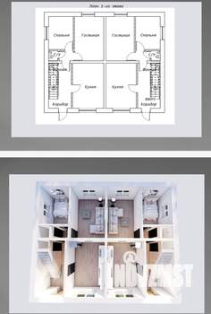 Коттедж 180м², 2-этажный, участок 3 сот.