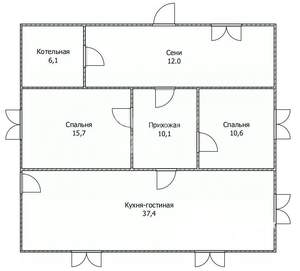 Дом 80м², 1-этажный, участок 15 сот.