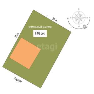 Дом 60м&sup2;, 2-этажный, участок 6 сот.  