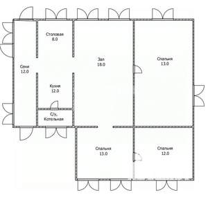 Дом 80м&sup2;, 1-этажный, участок 5 сот.  