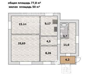 Дом 78м², 1-этажный, участок 13 сот.  