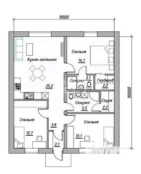Дом 75м², 1-этажный, участок 3 сот.  