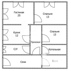 Дом 65м&sup2;, 1-этажный, участок 4 сот.  
