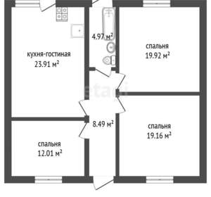 Дом 92м², 1-этажный, участок 8 сот.  