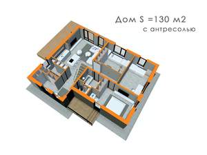 Дом 130м&sup2;, 2-этажный, участок 5 сот.  