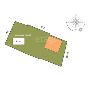 Дом 44м&sup2;, 2-этажный, участок 3 сот.  