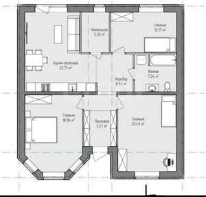 Дом 101м&sup2;, 1-этажный, участок 10 сот.  