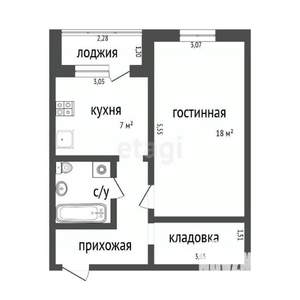 1-к квартира, на длительный срок, 35м2, 3/9 этаж