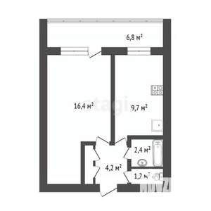 1-к квартира, на длительный срок, 38м2, 2/13 этаж