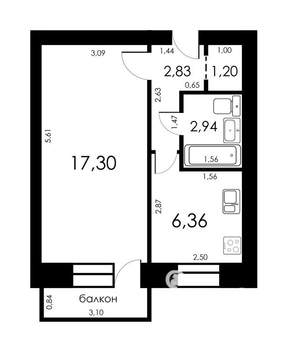 1-к квартира, на длительный срок, 30м2, 2/5 этаж