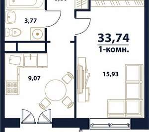 1-к квартира, на длительный срок, 37м2, 11/16 этаж