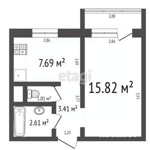 1-к квартира, на длительный срок, 30м2, 6/9 этаж