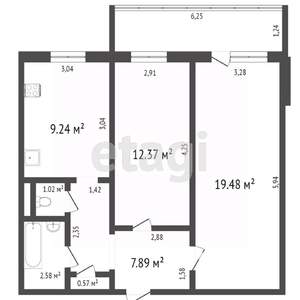 2-к квартира, на длительный срок, 53м2, 8/10 этаж