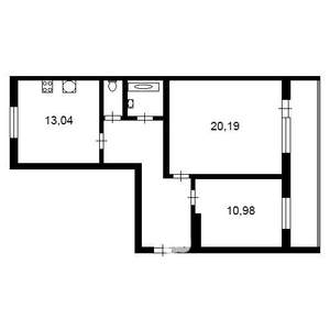 2-к квартира, на длительный срок, 57м2, 1/9 этаж
