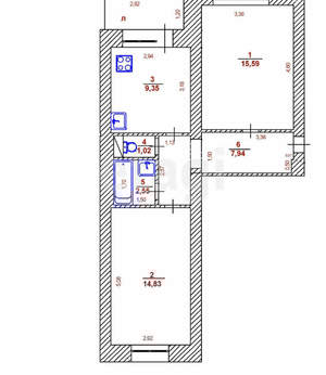 2-к квартира, на длительный срок, 53м2, 1/4 этаж