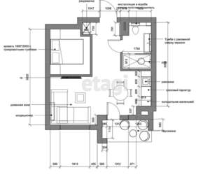1-к квартира, на длительный срок, 34м2, 4/23 этаж