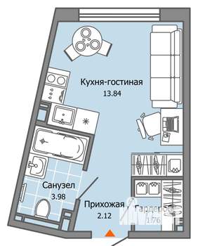 Студия квартира, вторичка, 22м2, 6/7 этаж