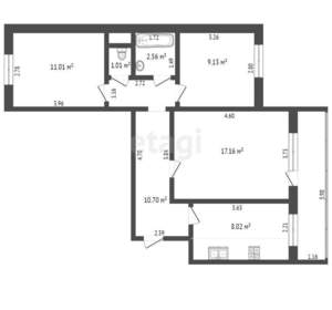 3-к квартира, вторичка, 61м2, 2/9 этаж