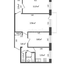 3-к квартира, вторичка, 56м2, 4/5 этаж