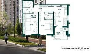 3-к квартира, вторичка, 95м2, 23/24 этаж