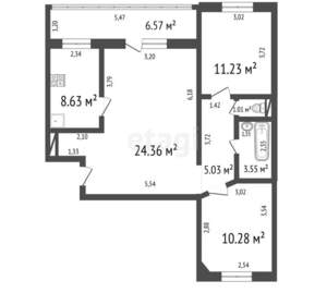 3-к квартира, вторичка, 64м2, 3/10 этаж