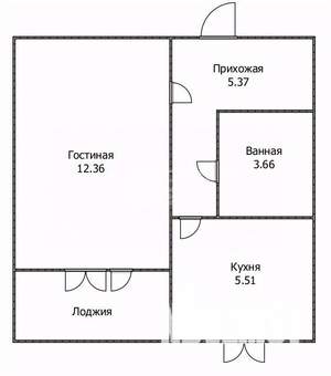 1-к квартира, вторичка, 30м2, 8/9 этаж