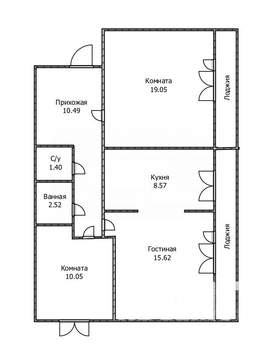 3-к квартира, вторичка, 73м2, 2/12 этаж
