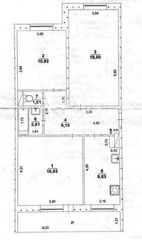 3-к квартира, вторичка, 71м2, 6/6 этаж