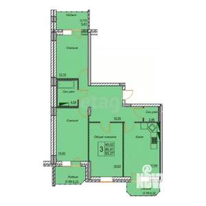 3-к квартира, вторичка, 86м2, 5/12 этаж