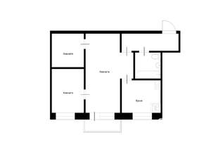 3-к квартира, вторичка, 46м2, 2/3 этаж