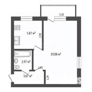 1-к квартира, вторичка, 31м2, 4/4 этаж