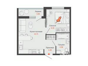 1-к квартира, вторичка, 35м2, 2/8 этаж