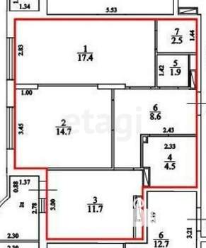 2-к квартира, вторичка, 61м2, 7/21 этаж