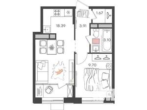 2-к квартира, вторичка, 37м2, 16/24 этаж