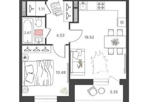 2-к квартира, вторичка, 37м2, 14/16 этаж
