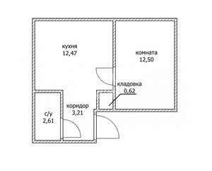1-к квартира, вторичка, 31м2, 5/5 этаж