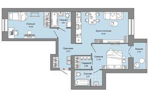 2-к квартира, вторичка, 69м2, 9/8 этаж