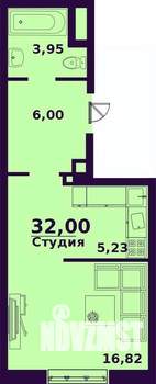 1-к квартира, строящийся дом, 32м2, 1/24 этаж