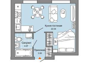 Студия квартира, строящийся дом, 30м2, 4/9 этаж