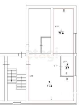 1-к квартира, вторичка, 69м2, 4/4 этаж