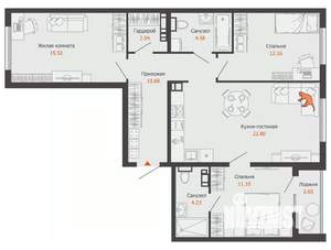 3-к квартира, вторичка, 85м2, 3/9 этаж