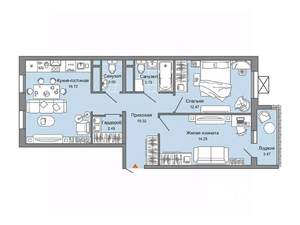 2-к квартира, вторичка, 63м2, 9/9 этаж