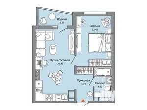 1-к квартира, вторичка, 44м2, 5/9 этаж
