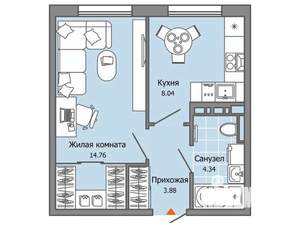 Студия квартира, вторичка, 31м2, 4/9 этаж