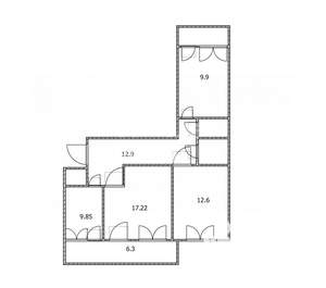 3-к квартира, вторичка, 65м2, 9/9 этаж