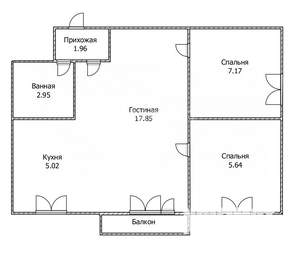 3-к квартира, вторичка, 41м2, 3/4 этаж