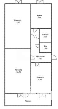 3-к квартира, вторичка, 57м2, 2/9 этаж