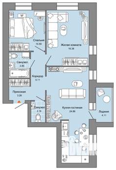 3-к квартира, вторичка, 69м2, 9/9 этаж