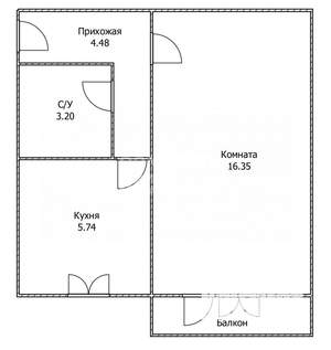 1-к квартира, вторичка, 30м2, 4/5 этаж